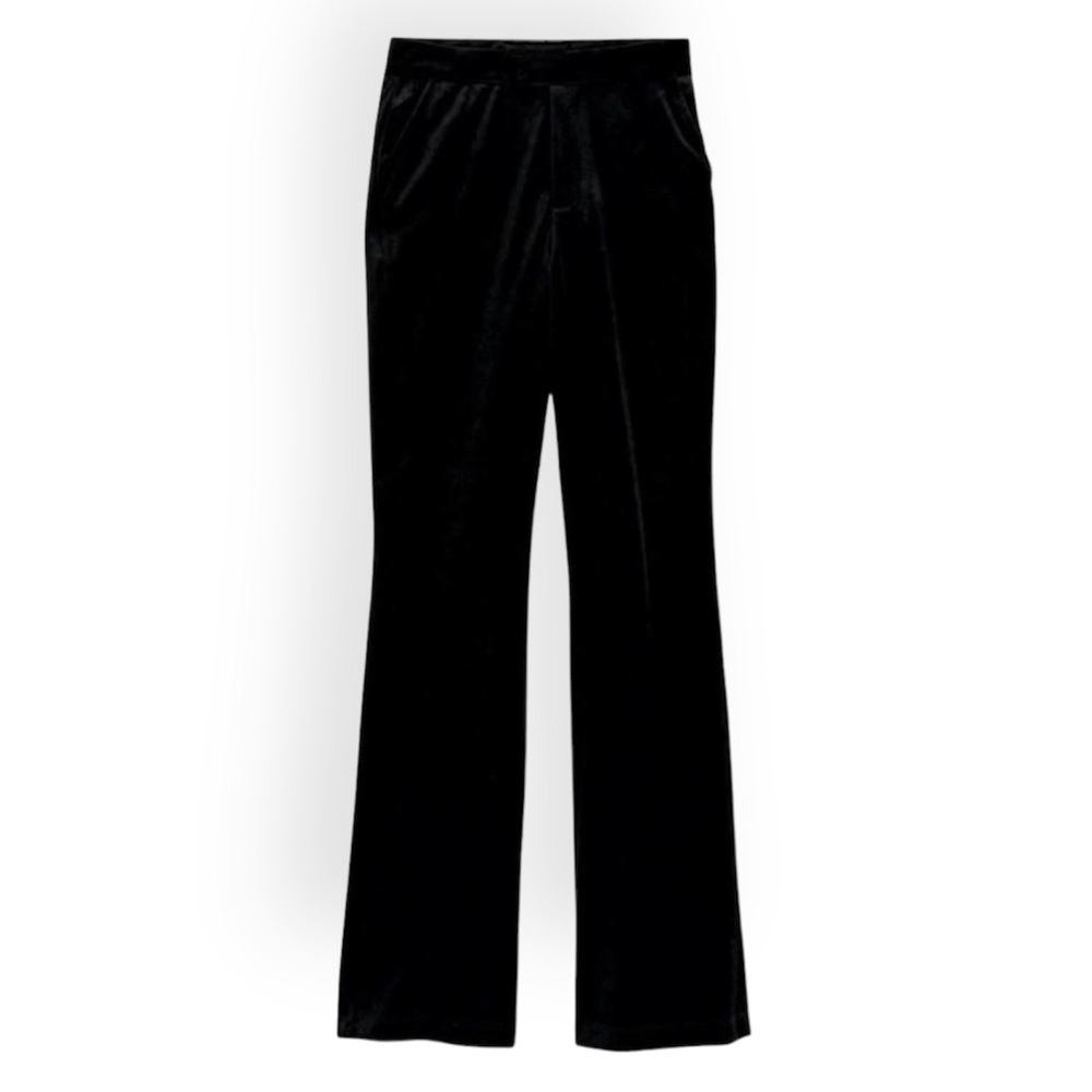 Good American Black Velvet Trousers Pants